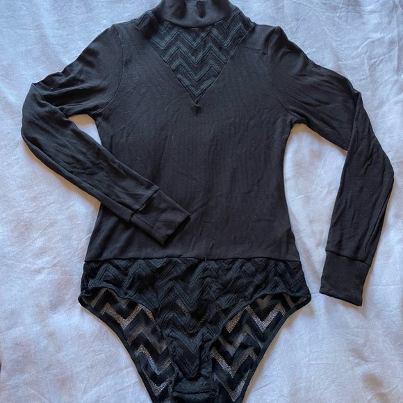 Else Chevron Cashmere Bodysuit - Black - Picture 2 of 5